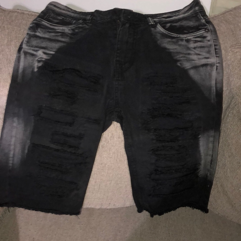Smoke rises Jean shorts ripped black men size 32